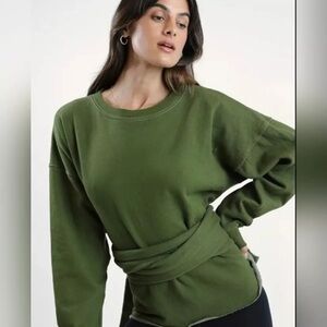 REVOLVE LA DETRESSE HIGH PRIESTESS GREEN WRAP TIE PULLOVER TOP XS